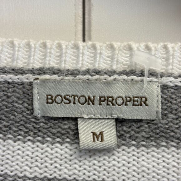 Vintage Boston Proper Striped Box Sweater Women Medium Preppy‎ Hipster Coastal - Picture 3 of 9